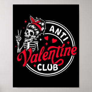 Poster Anti Saint-Valentin squelette cœur drôle valentin