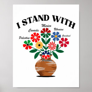 Poster Anti Trump I stand with Canada Mexique Groenland R