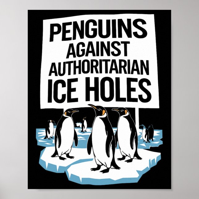 Poster Anti Trump Résiste aux pingouins contre les autori (Devant)