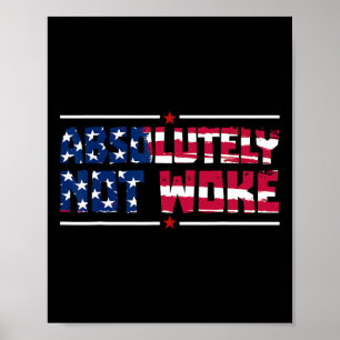 Poster Anti-woke Absolument pas éveillé Drapeau américain