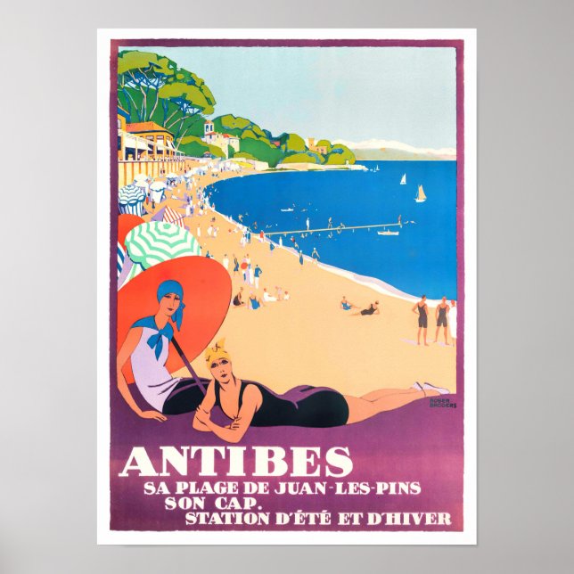 Poster Antibes France voyage vintage (Devant)