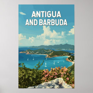 Poster Antigua-et-Barbuda Illustration Voyage Art Retro