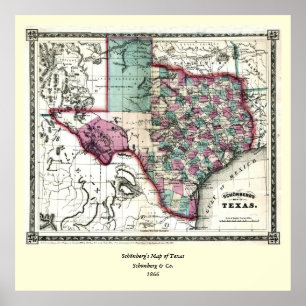 Poster Antiquarian Map of Texas by Schönberg & Co.