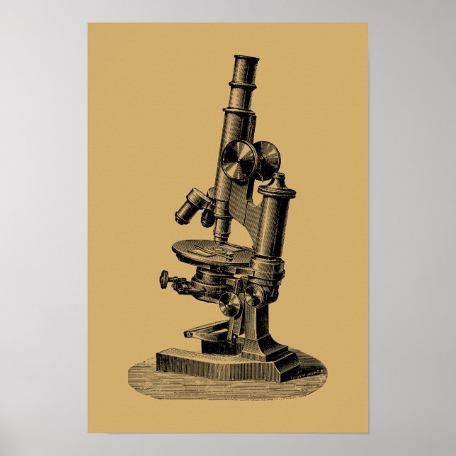 Poster Antique 1892 Microscope "Steampunk" Art (Devant)