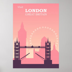 Poster Antique Angleterre pont Historique Londres Vintage