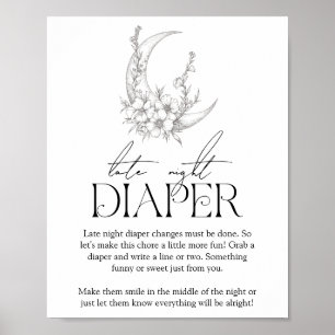 Poster Antique Baby shower Forêt 'Late Night Diaper'