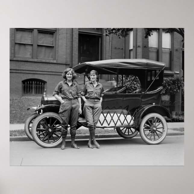 Poster Antique Car Girls, années 20 (Devant)