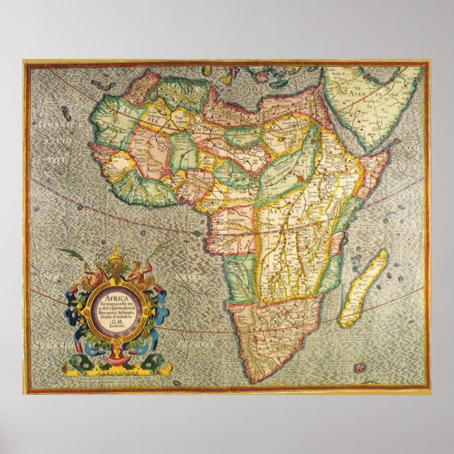Poster Antique carte Mercator du Vieux Monde de l'Afrique (Devant)