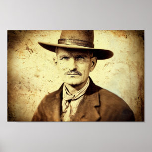 Poster Antique des années 1800 Photographie d'un Cowboy