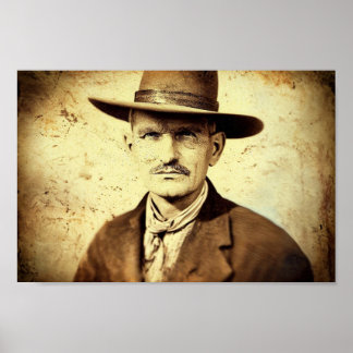 Poster Antique des années 1800 Photographie d'un Cowboy