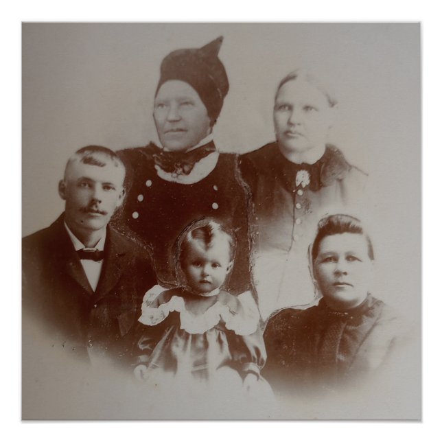 Poster Antique Famille Collage Photo B&W Image (Devant)