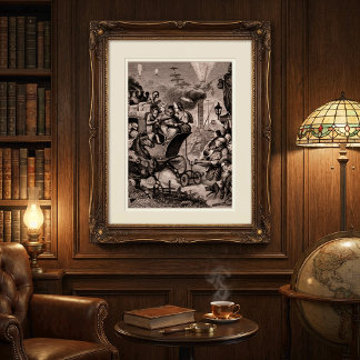 Poster Antique Fantasy Print Vintage Satire and Steampunk