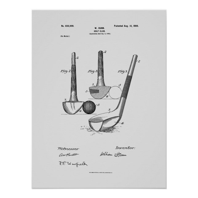 Poster Antique Golf Club 1900, Brevet (Devant)