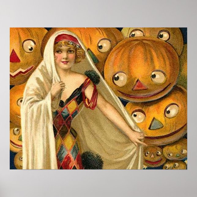 Poster Antique Halloween Jack-o'-lantern Costume Femme (Devant)