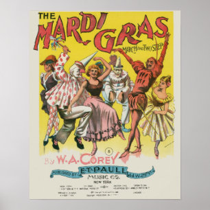 Poster Antique Jaune Mardi Gras