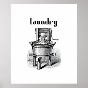 Poster antique Lave linge linge art vintage