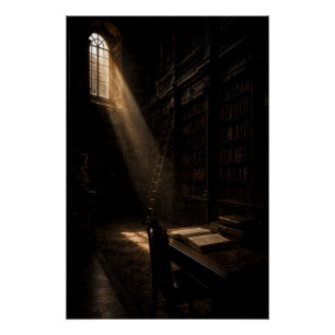 Poster Antique Library Dramatic Sunlight Wall Art