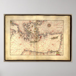 Poster Antique Map of the Eastern Mediterranean Sea