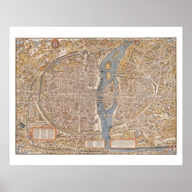 Poster Antique MAP PARIS vintage (Devant)