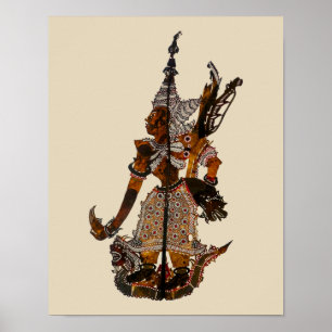 Poster Antique Marionnette de l'ombre malaisienne Lakshma
