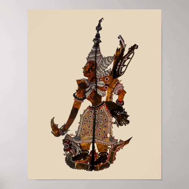 Poster Antique Marionnette de l'ombre malaisienne Lakshma (Devant)
