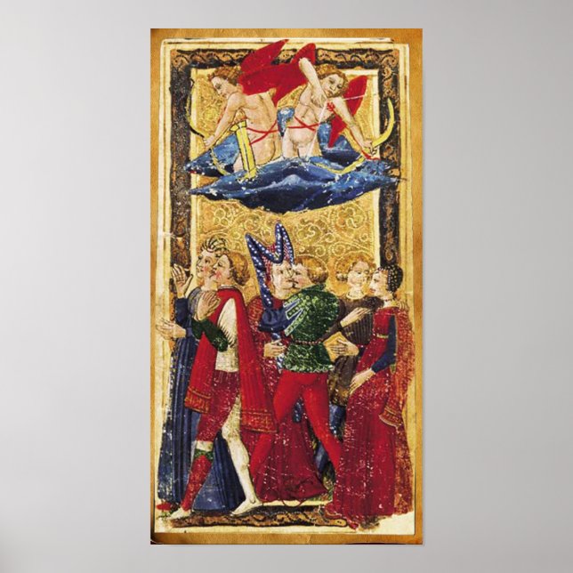 POSTER ANTIQUE RENAISSANCE TAROTS 6 / LES LOVERS (Devant)