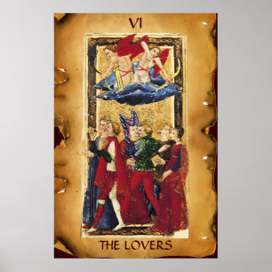 POSTER ANTIQUE RENAISSANCE TAROTS 6 / LES LOVERS