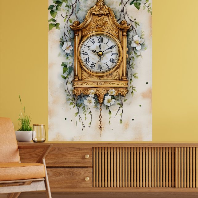 Poster Antique Rococo-style clock, likely painted in wate (Salon 2)