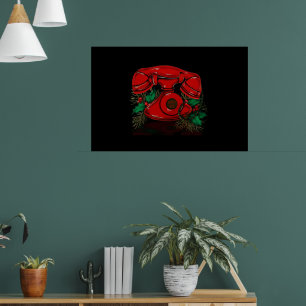 Poster Antique Rouge Noël Téléphone Cadeau