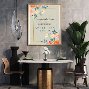 Poster Antique Rustique Floral Aquarelle Parti de retrait