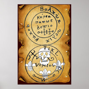 POSTER ANTIQUE TALISMAN / PIRATES CARTE DU TRÉSOR