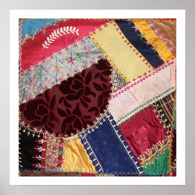 Poster Antique Victorian Crazy Quilt Carré (Devant)