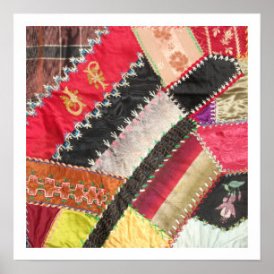 Poster Antique, Victorienne de l'époque Crazy Quilt Carré