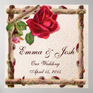 Poster Antique victorienne vintage ancienne rose rustique