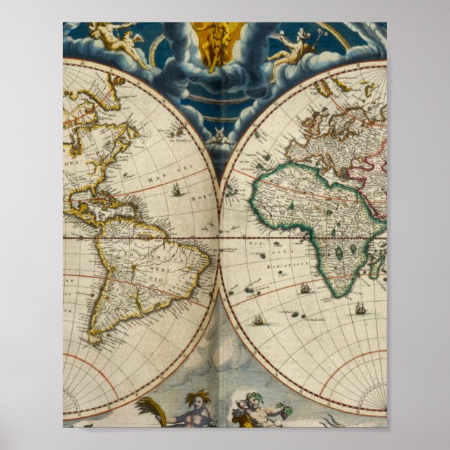 Poster Antique World Map (Devant)