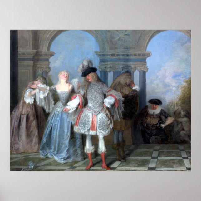 Poster Antoine Watteau Les Comédiens Français (Devant)