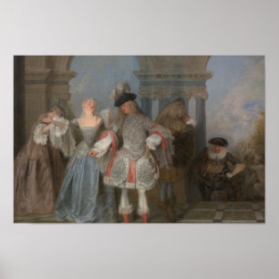 Poster Antoine Watteau - Les Comédiens Français