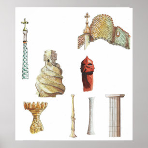 Poster Antonio Gaudi. Barcelone. Espagne. Architecture