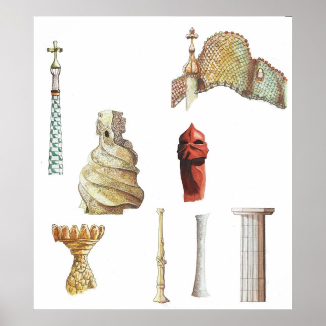 Poster Antonio Gaudi. Barcelone. Espagne. Architecture (Devant)