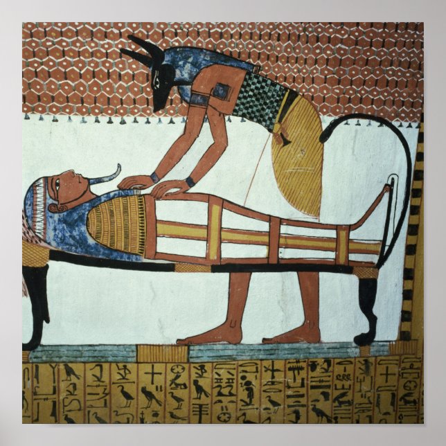 Poster Anubis et une momie, de la Tombe de Sennedjem (Devant)