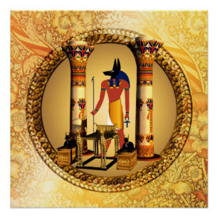 Poster Anubis sur l'arrière - plan d'or