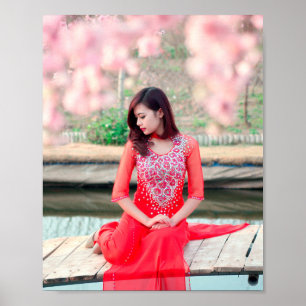 Poster Ao Dai Viêt Nam traditionnel