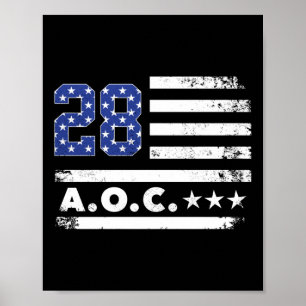 Poster Aoc 2028 A.o.c. 2028 Pour Président American Flag 