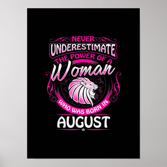 Poster Août Anniversaire Cadeau Femme Leo Zodiac Astrolog (Devant)