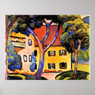 Poster Août Macke art, Maison dans un paysage