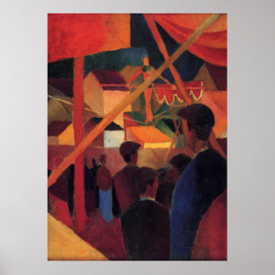 Poster Août Macke - Seiltänzer 1914 Huile Canvas Circus