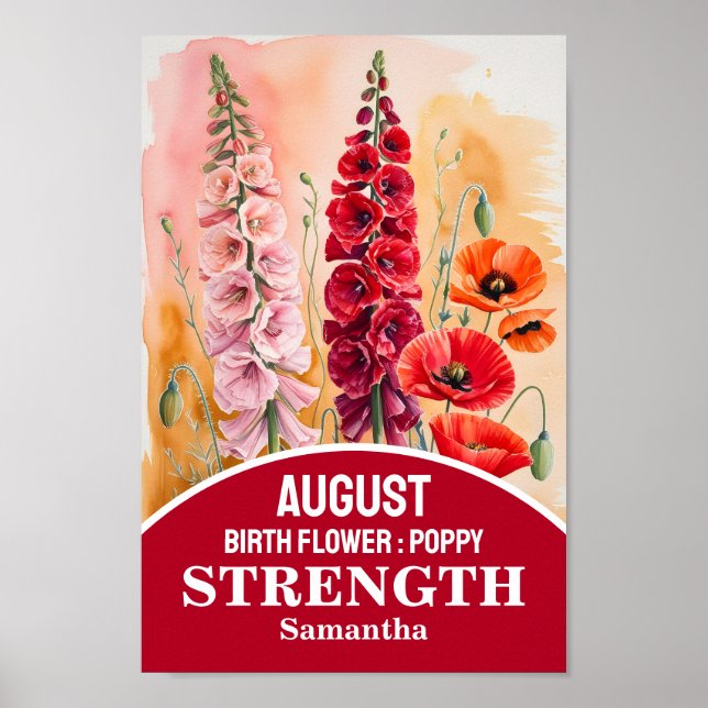 Poster Août Mois de la naissance Fleur Christian Mur Art (Devant)