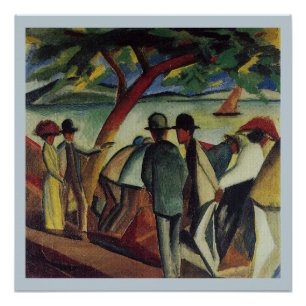 Poster Août vintage Marcheurs Macke Au Lac