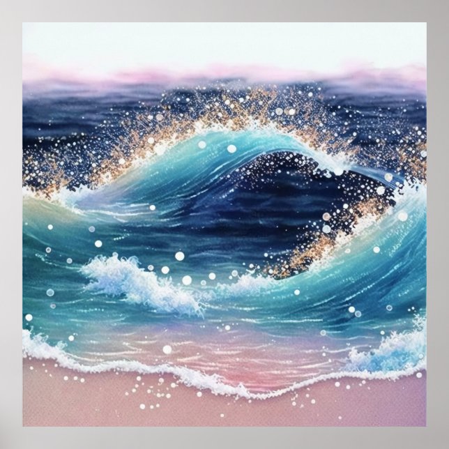 Poster *~* AP60 Sea Sparkle Coastal Ocean Sand Beach Wave (Devant)