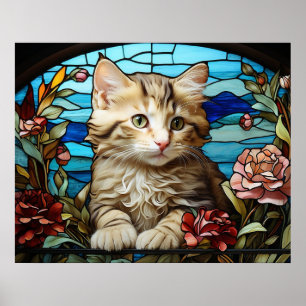 Poster *~* AP68 5:4 Chat Feline Kitty Kitten Verre tendu